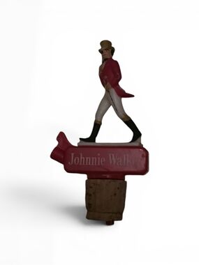 Red Johnnie Walker Figurine Bottle Stopper - Red and White